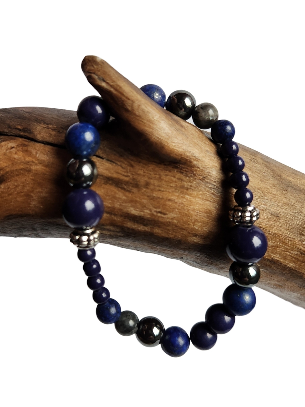 Elegant Dark Blue Lapis Lazuli Beaded Stretch Bracelet